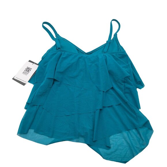 Coco Reef Flourish Bra Sized Tier Mesh Underwire Tankini Top Teal Blue 36C - Picture 4 of 8